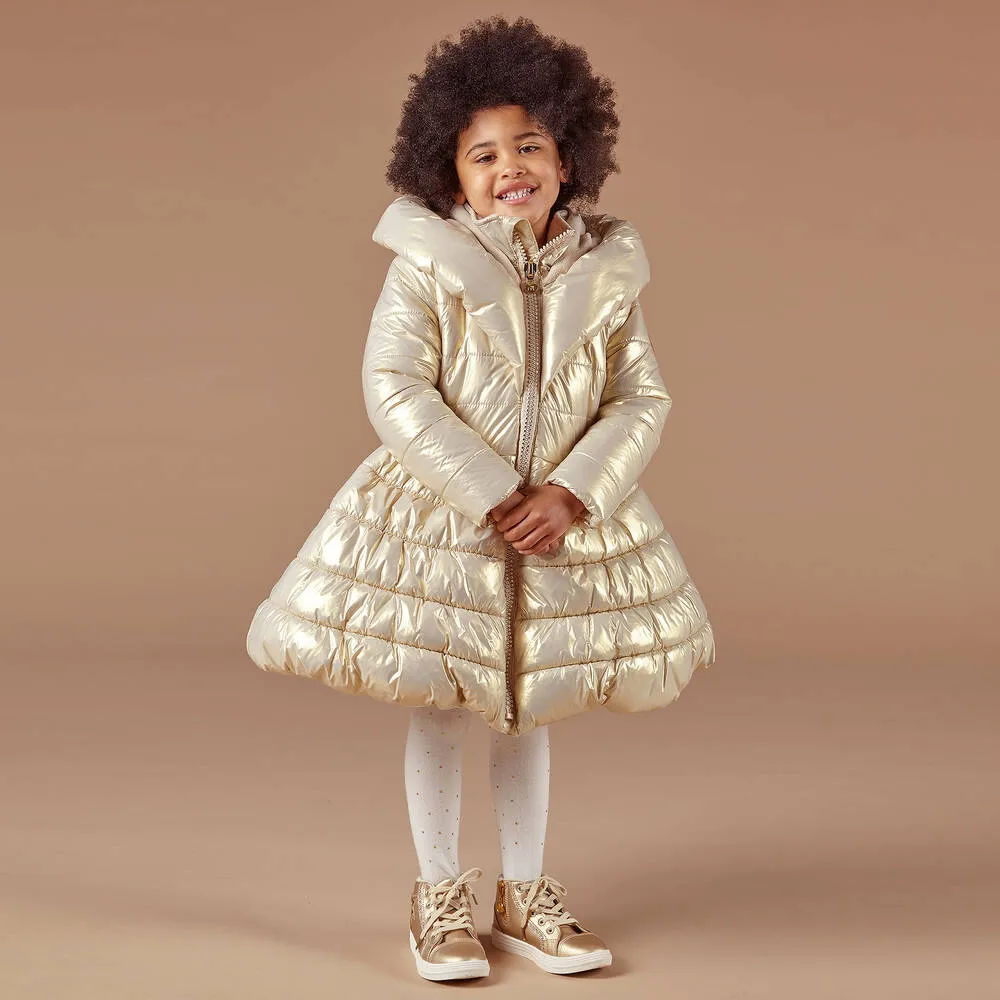 Girls Gold Puffer Coat