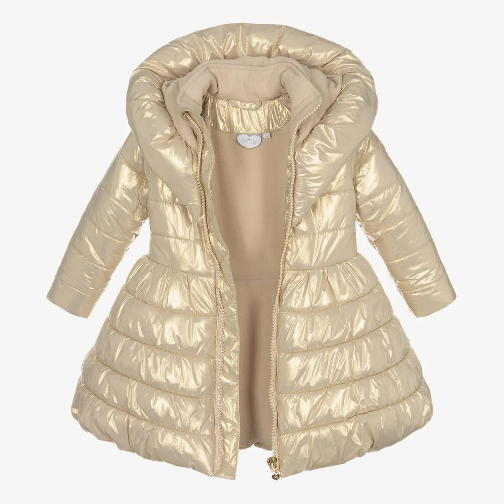 Girls Gold Puffer Coat