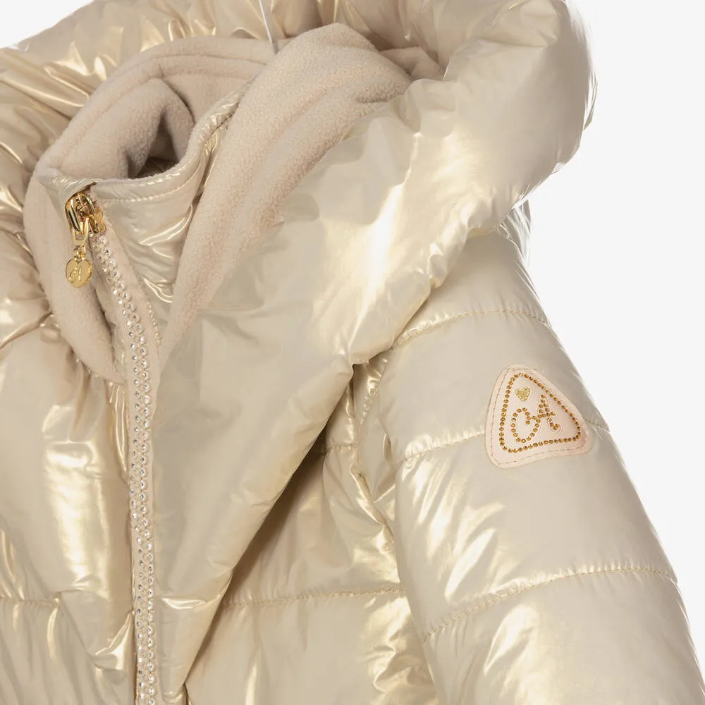 Girls Gold Puffer Coat