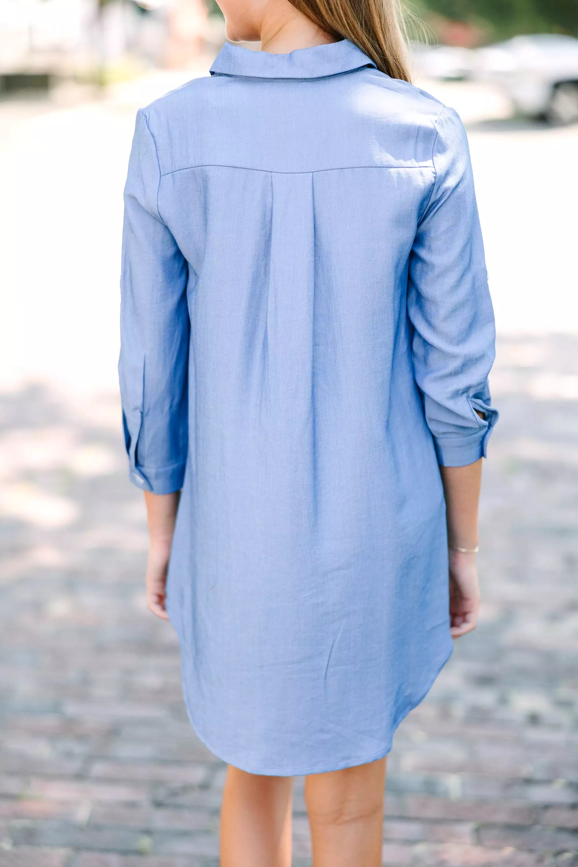 Girls: Soon To Be Light Wash Chambray Dress