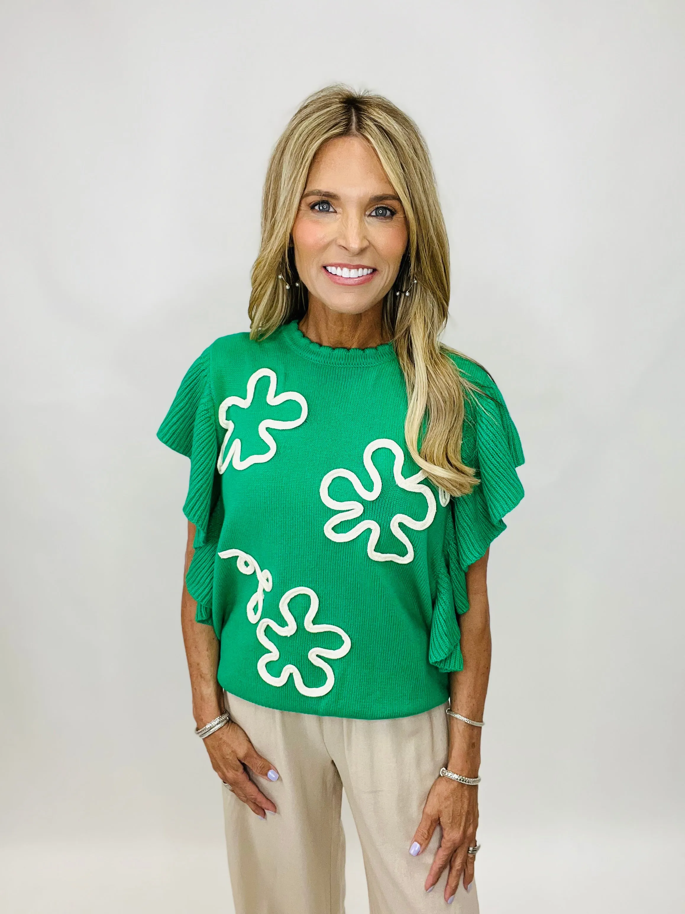 GREEN GUESSING TOP--FLASH SALE