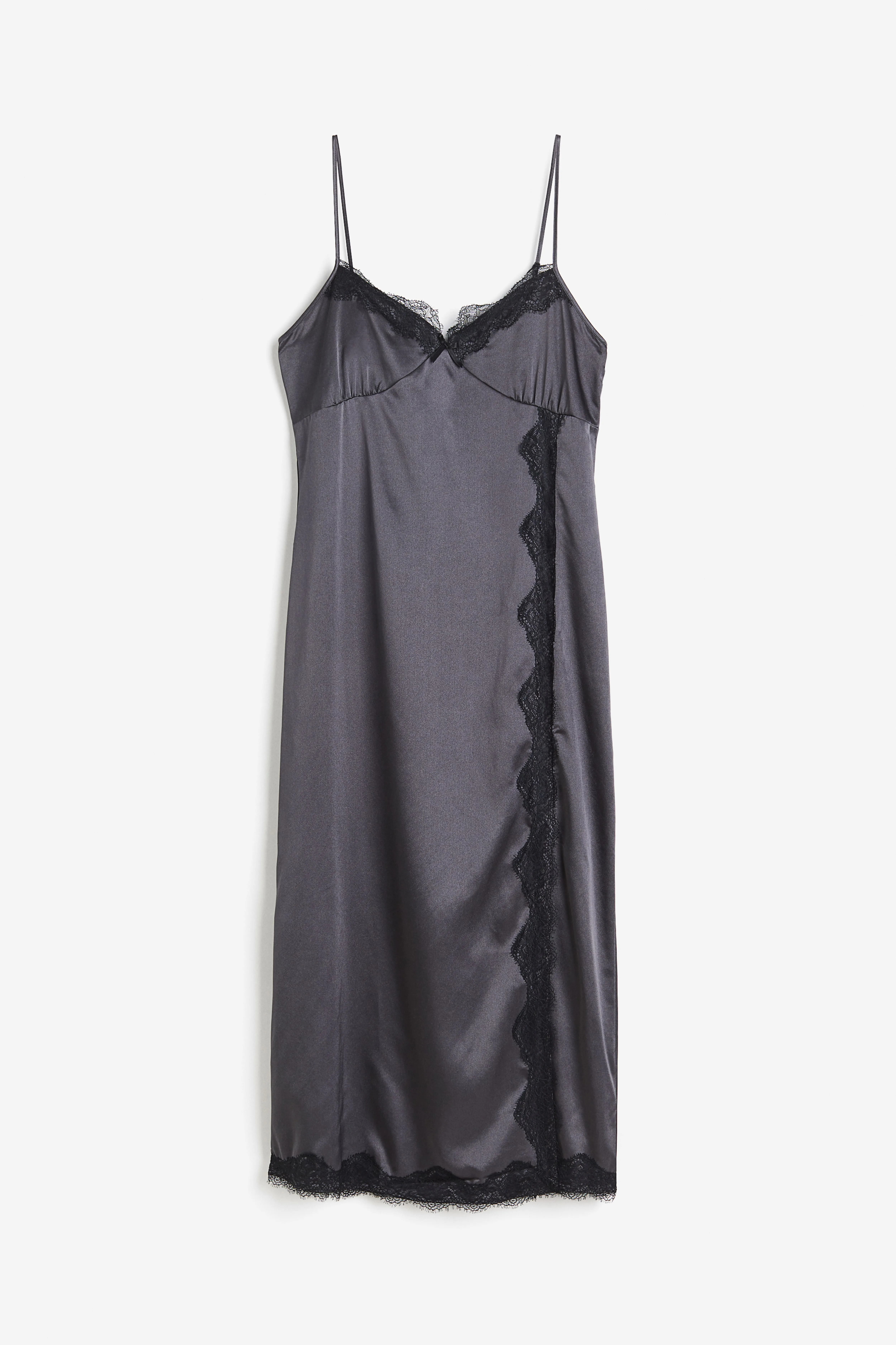 H&M Lace-trimmed Satin Slip Dress