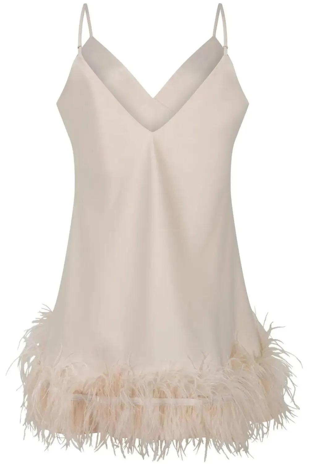 Honey Marabou Feather Trim Satin Slip Dress