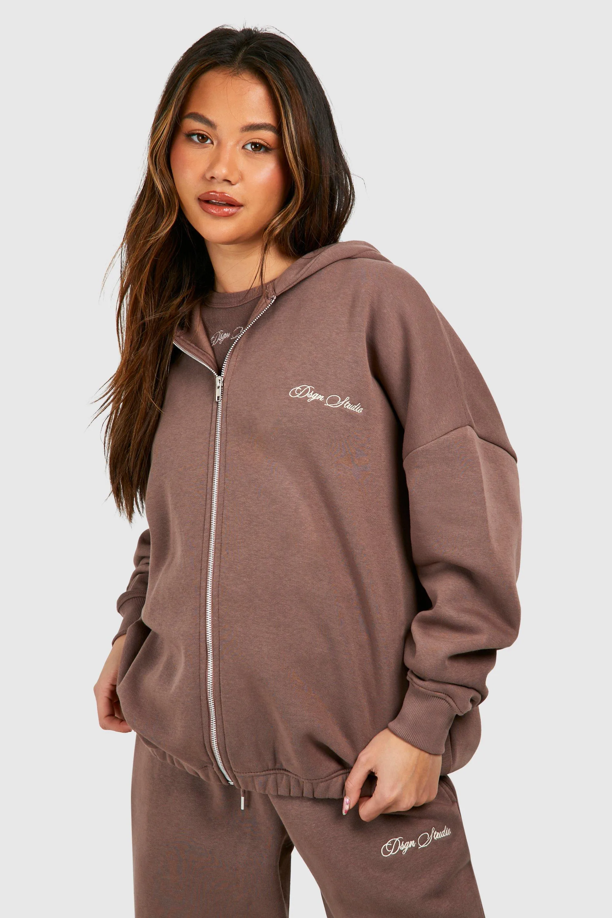 Hoodies & Sweatshirts | Dsgn Studio Zip Through Oversized Hoodie | boohoo