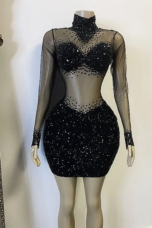 Icon Black Diamante Dress