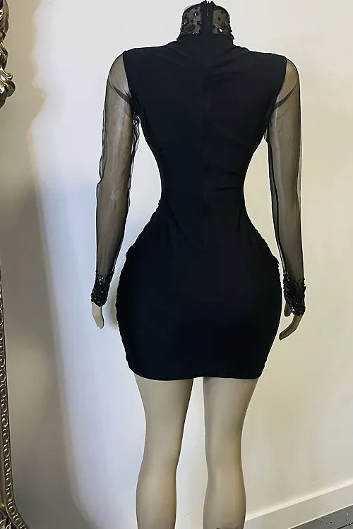 Icon Black Diamante Dress