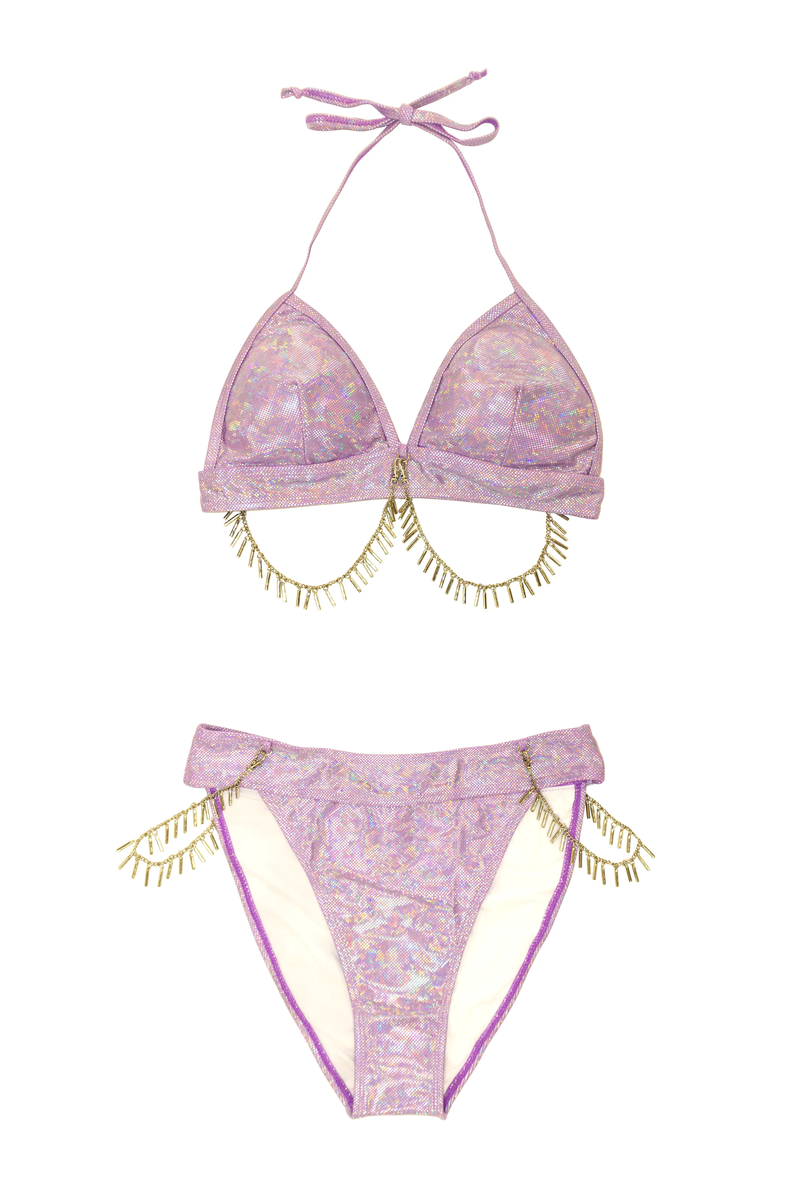 Iridescent Chain Triangle Bikini