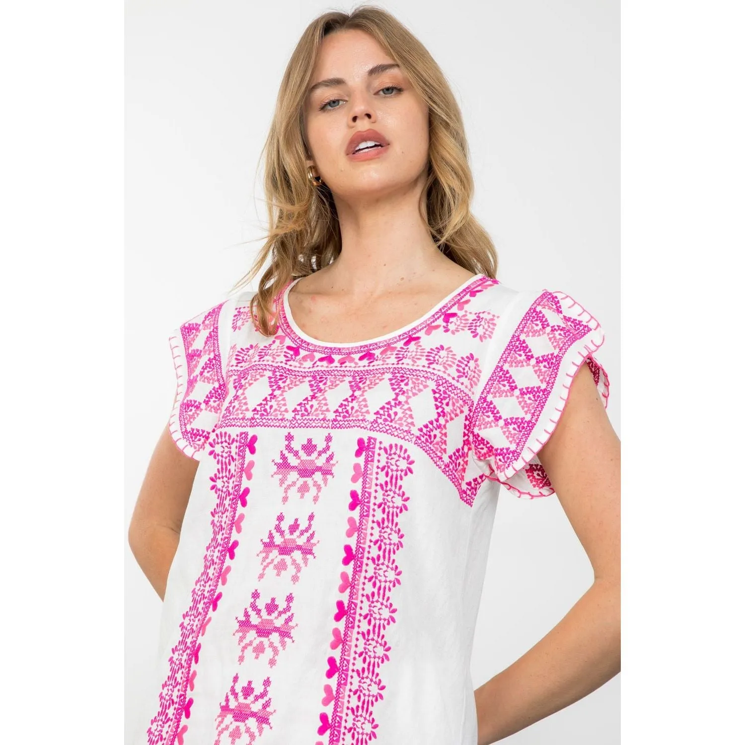 Iris Short Sleeve Embroidred THML Top