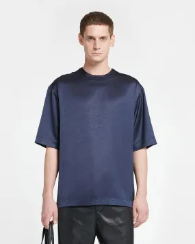 Isaac - Slip Satin T-Shirt - Navy