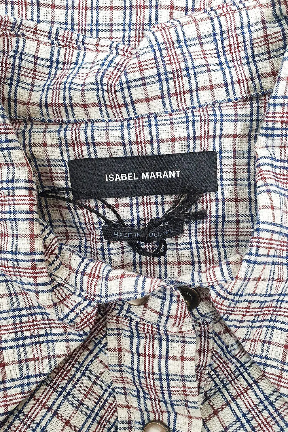 ISABEL MARANT 100% Cotton Pink Grey Checked Cowgirl Style Shirt (38)