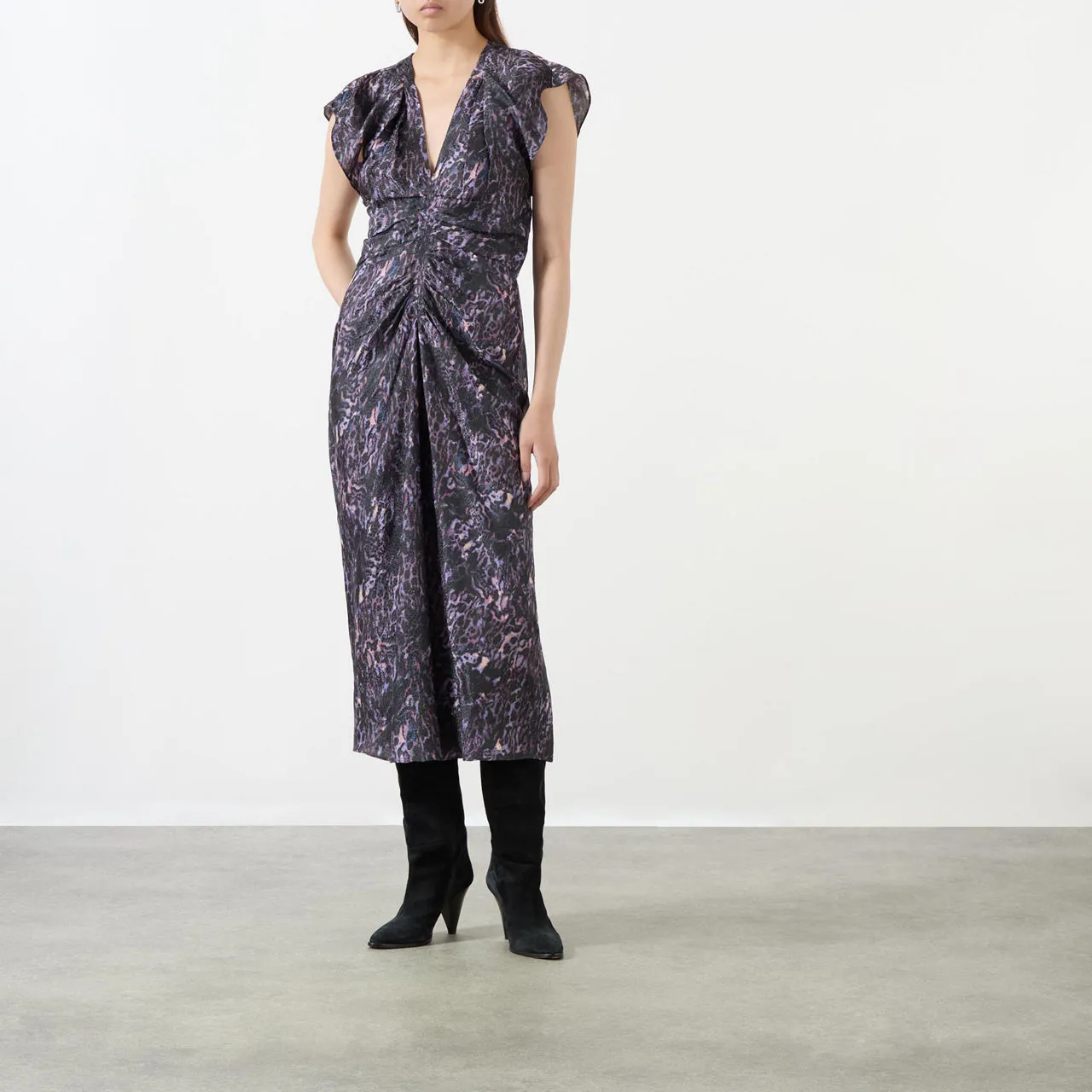 ISABEL MARANT Lyndsay Printed Fitted Dress - Purple