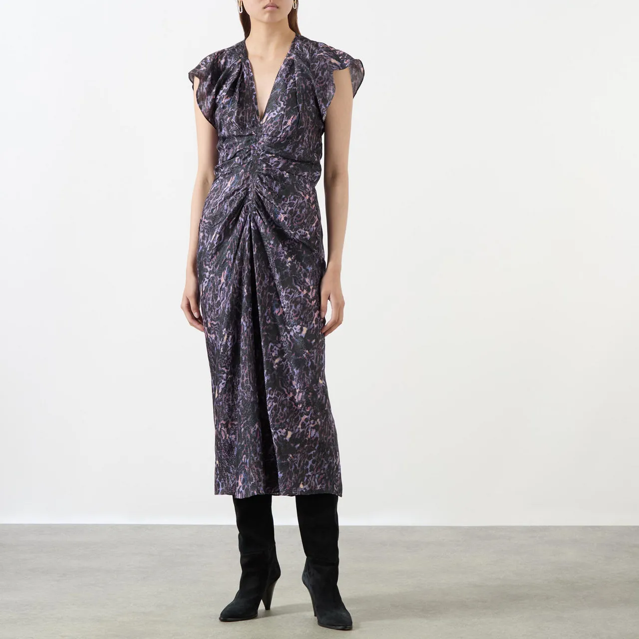 ISABEL MARANT Lyndsay Printed Fitted Dress - Purple