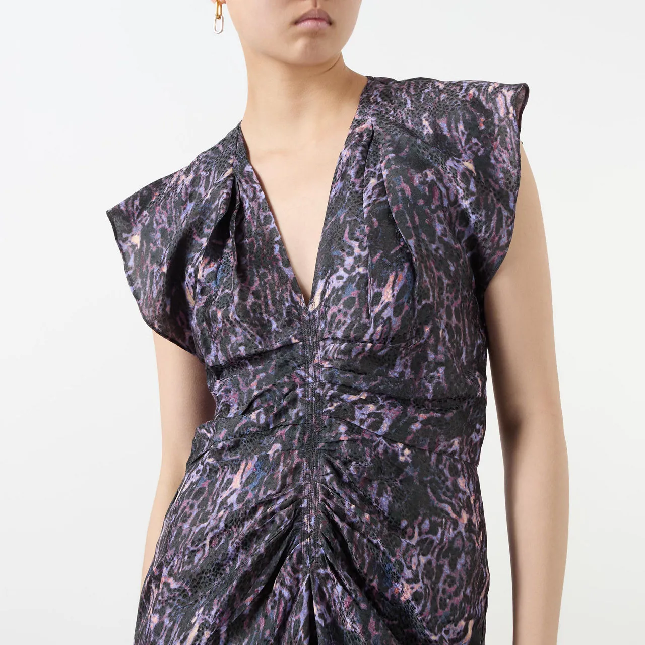 ISABEL MARANT Lyndsay Printed Fitted Dress - Purple