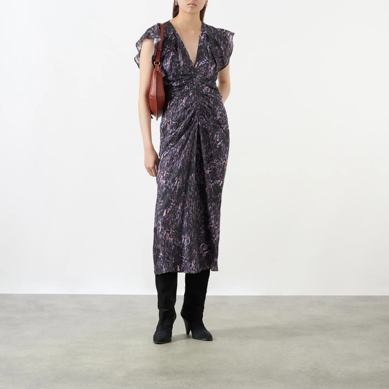 ISABEL MARANT Lyndsay Printed Fitted Dress - Purple