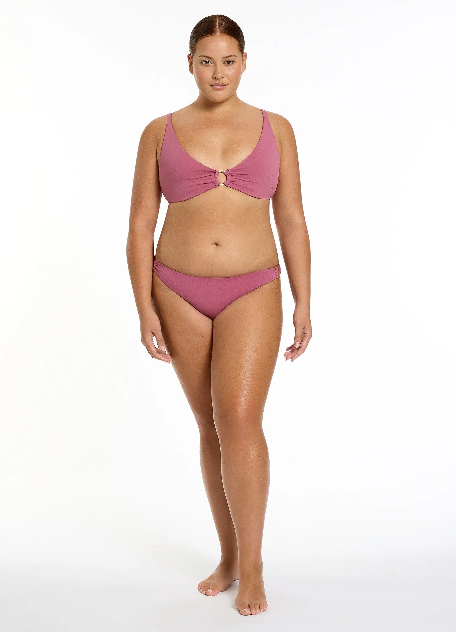 Isla Rib C-D Triangle Bikini Top - Mauve