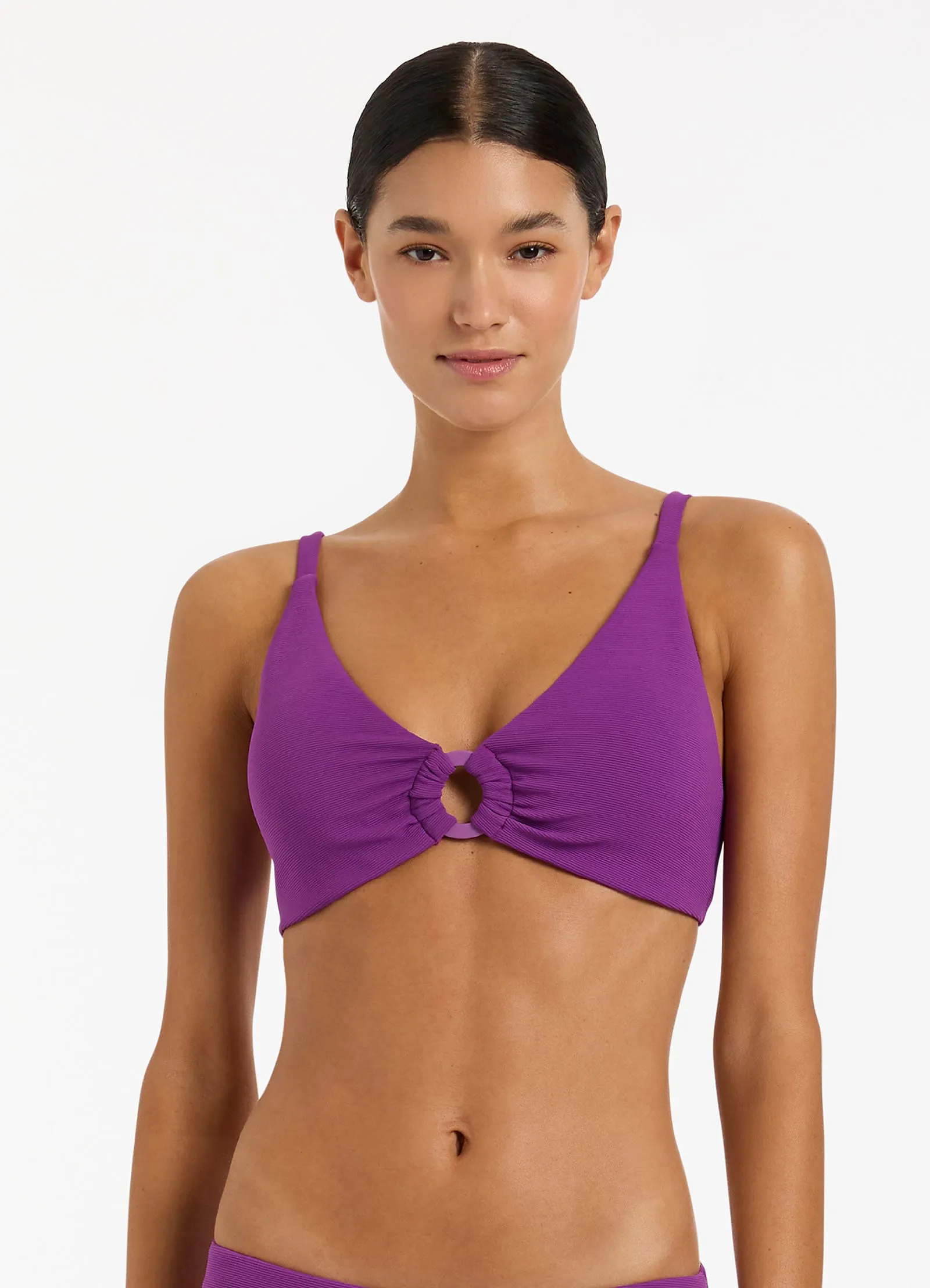 Isla Rib C-D Triangle Bikini Top - Wine Cup