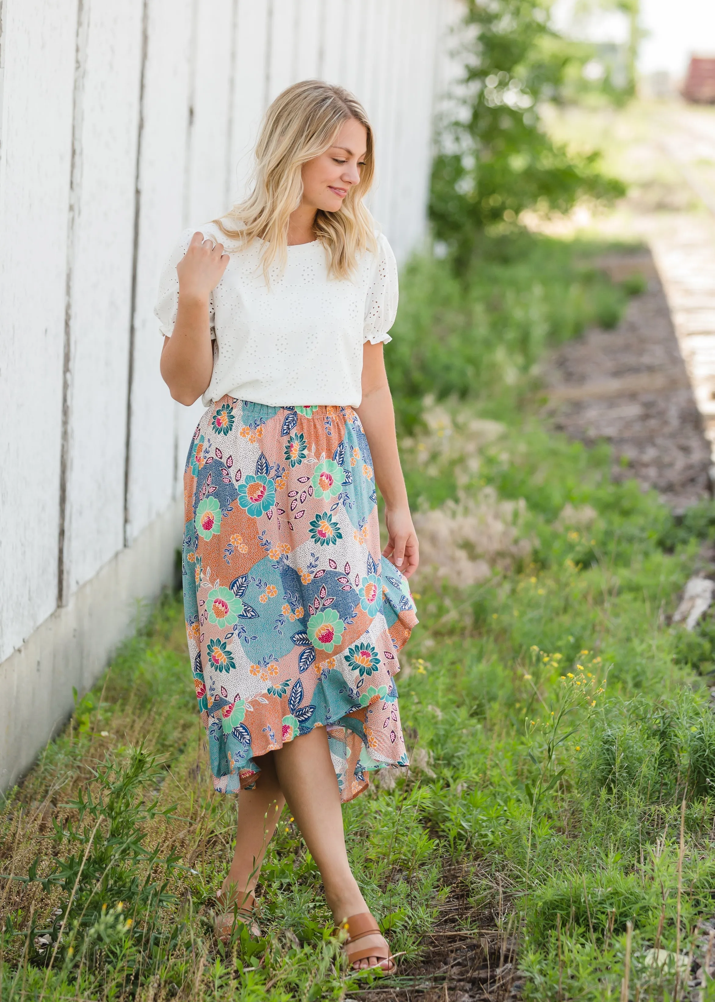 Ivory Eyelet Ruffle Sleeve Top - FINAL SALE