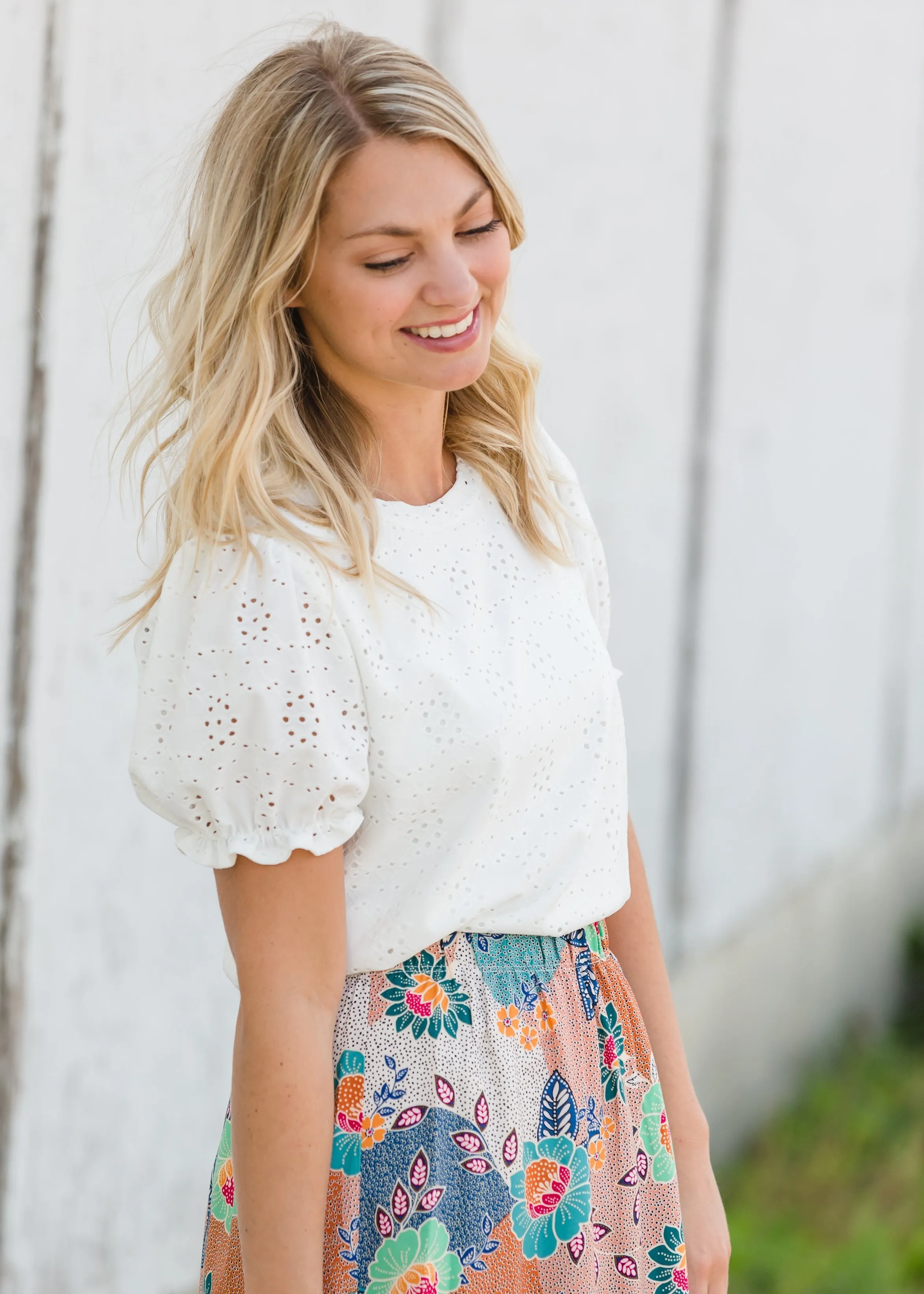 Ivory Eyelet Ruffle Sleeve Top - FINAL SALE