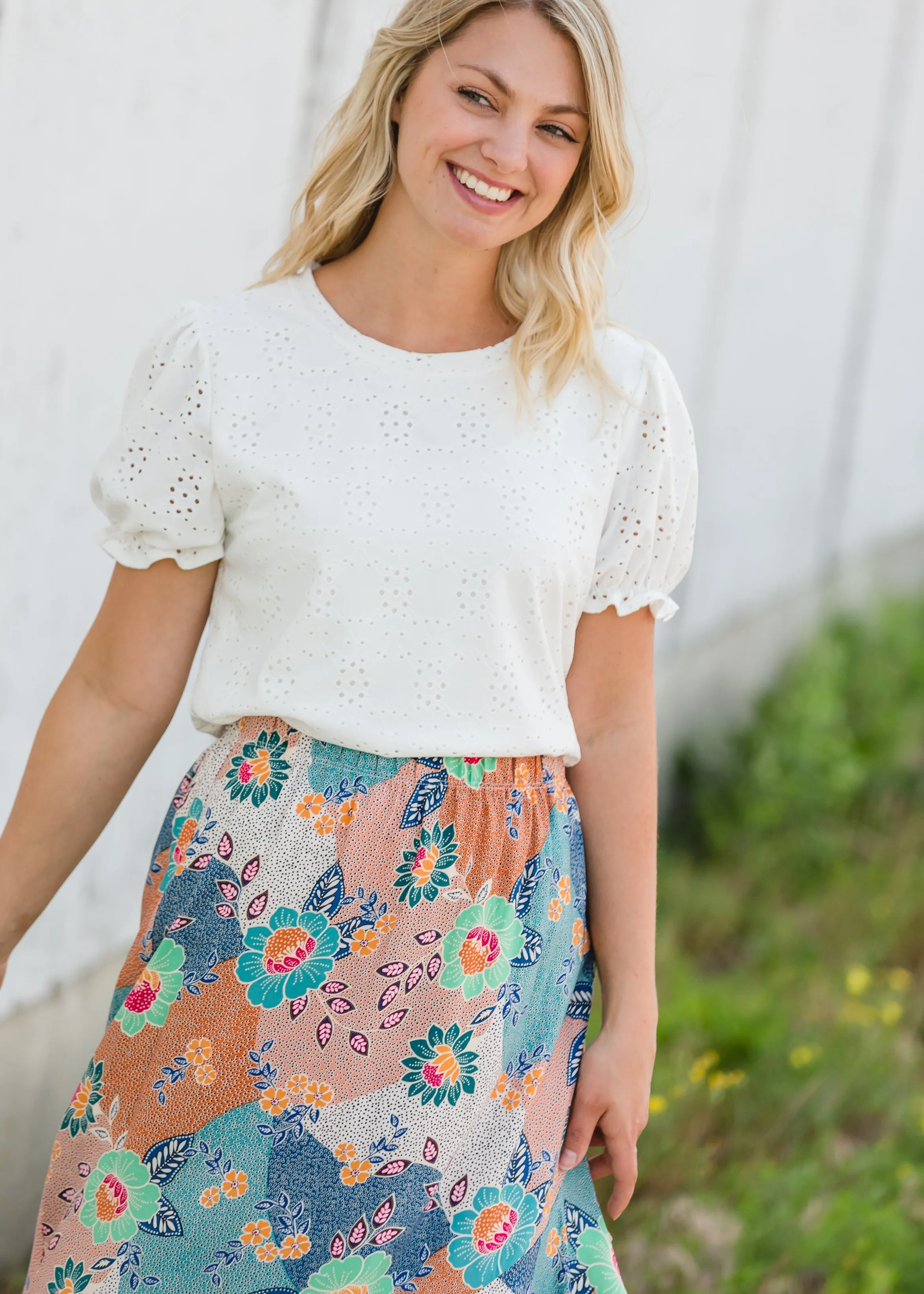 Ivory Eyelet Ruffle Sleeve Top - FINAL SALE