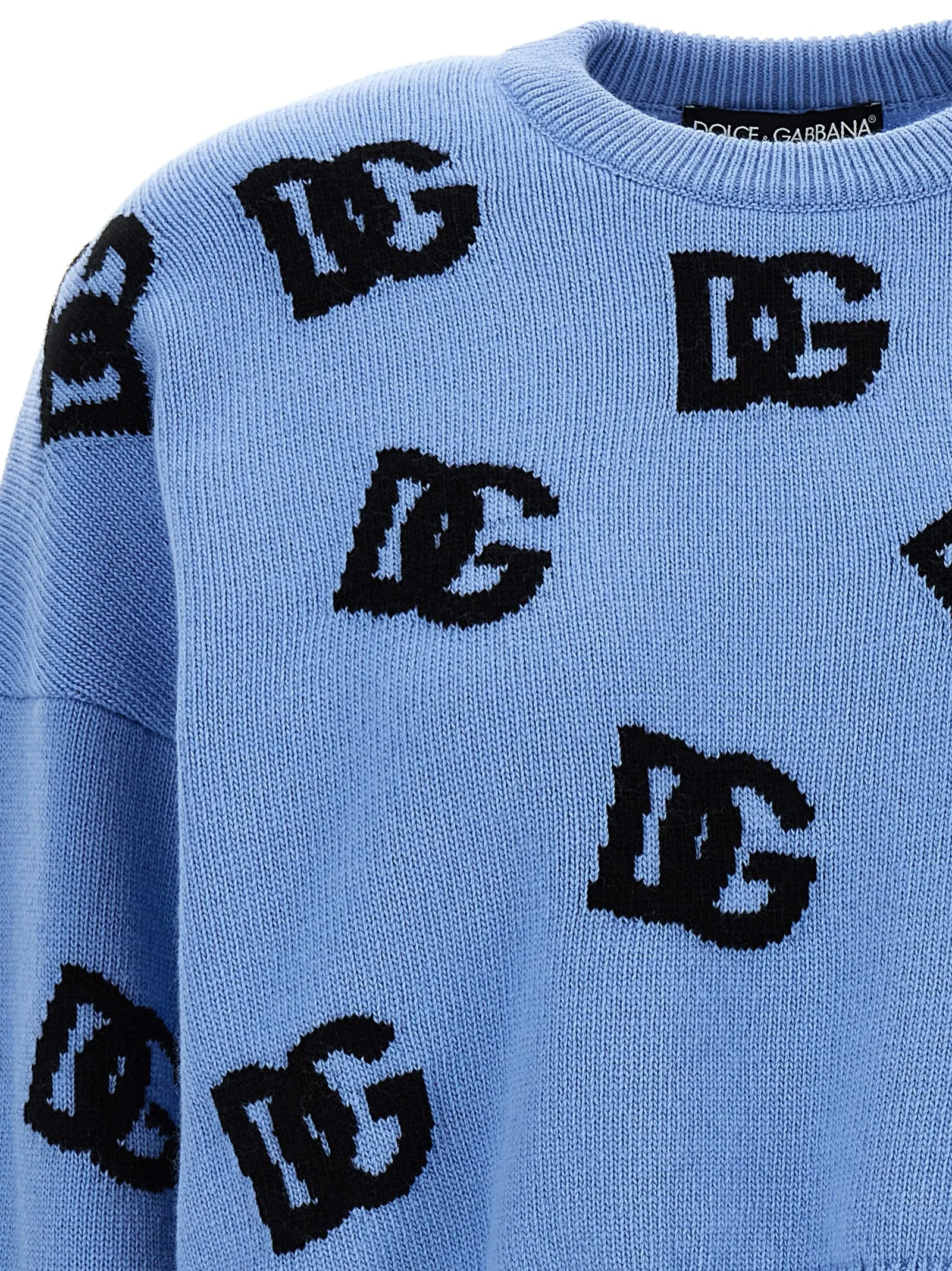 Jacquard Logo Sweater Sweater, Cardigans Light Blue