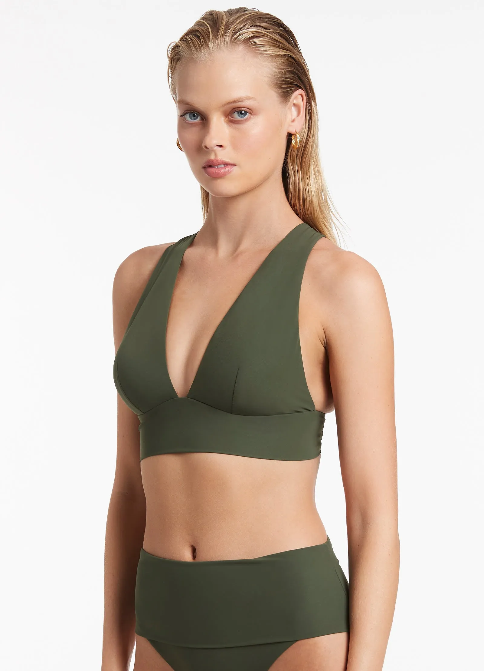 Jetset Soft Triangle Bikini Top - Olive