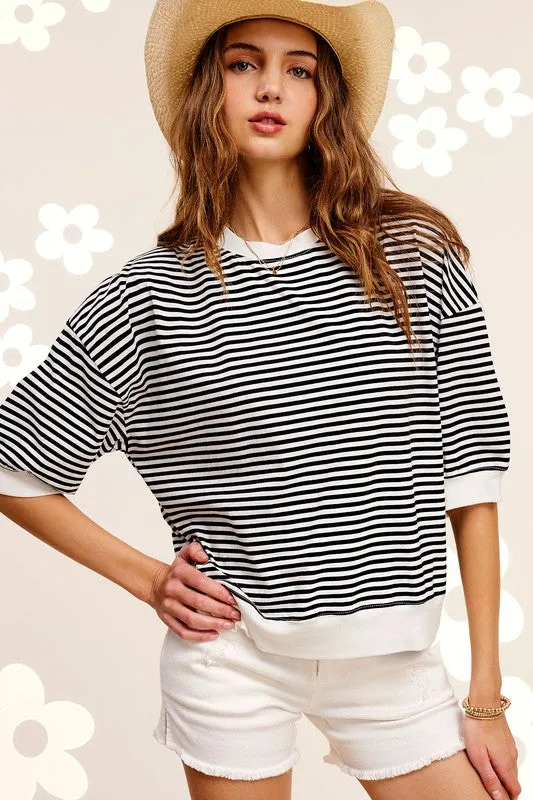 Juliann Stripe Short Sleeve Top