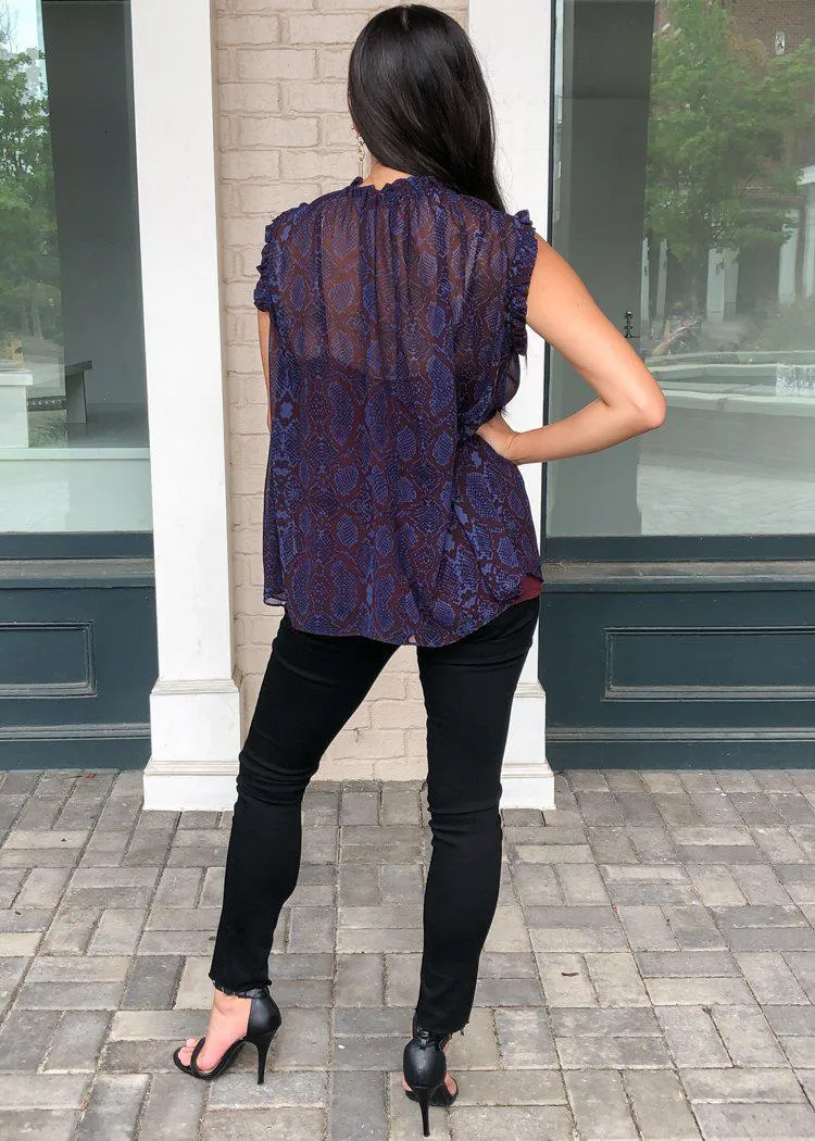 Karlie Timber Snake Print Ruffle Sleeve Tunic ***FINAL SALE***