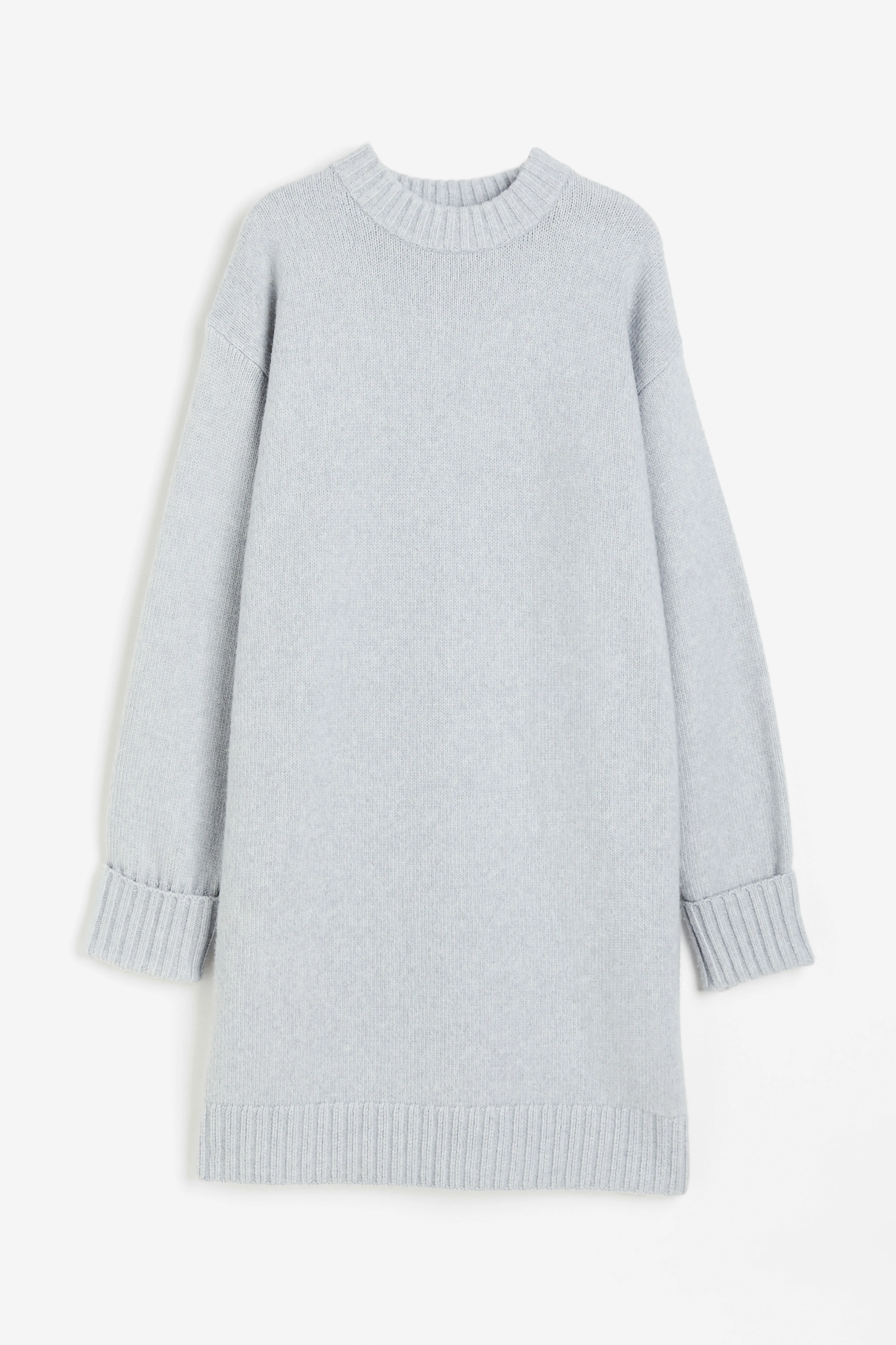 Knitted dress - Round neck - Long sleeve - Light blue - Ladies | H&M GB