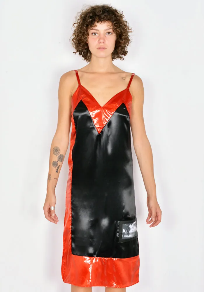 KWAIDAN EDITIONS AW21WD062W_VCS SATIN  SLIP DRESS BLACK/RED