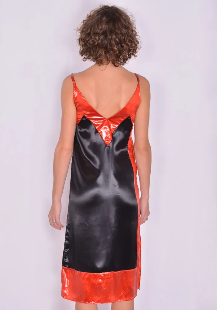 KWAIDAN EDITIONS AW21WD062W_VCS SATIN  SLIP DRESS BLACK/RED