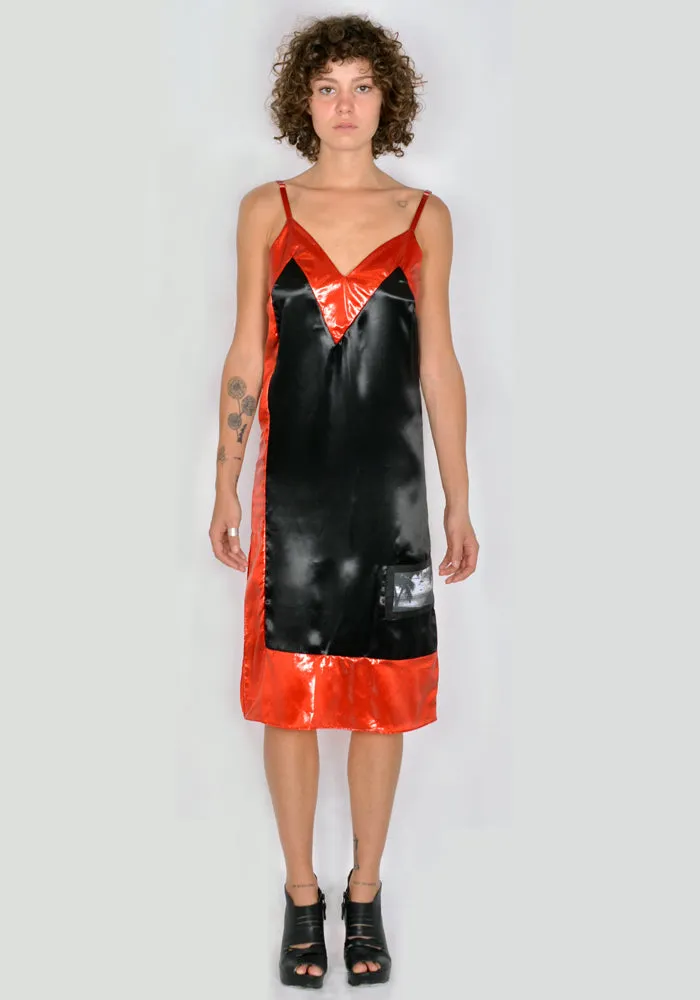 KWAIDAN EDITIONS AW21WD062W_VCS SATIN  SLIP DRESS BLACK/RED