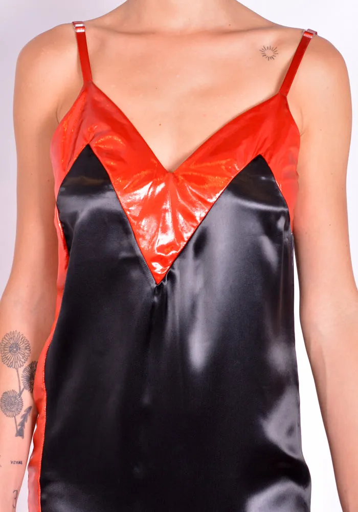 KWAIDAN EDITIONS AW21WD062W_VCS SATIN  SLIP DRESS BLACK/RED