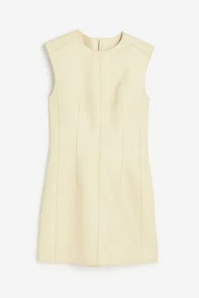 Leather mini dress - Round neck - Sleeveless - Light yellow - Ladies | H&M GB