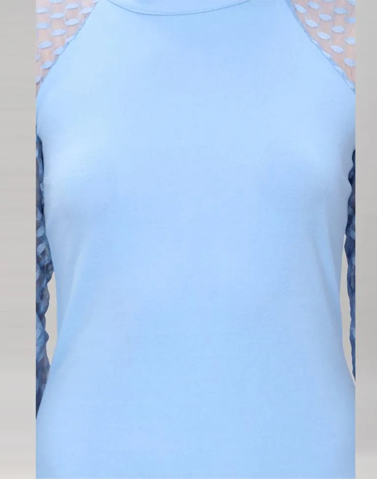 Light Blue Coloured Lycra Knitted Bodycon Dress