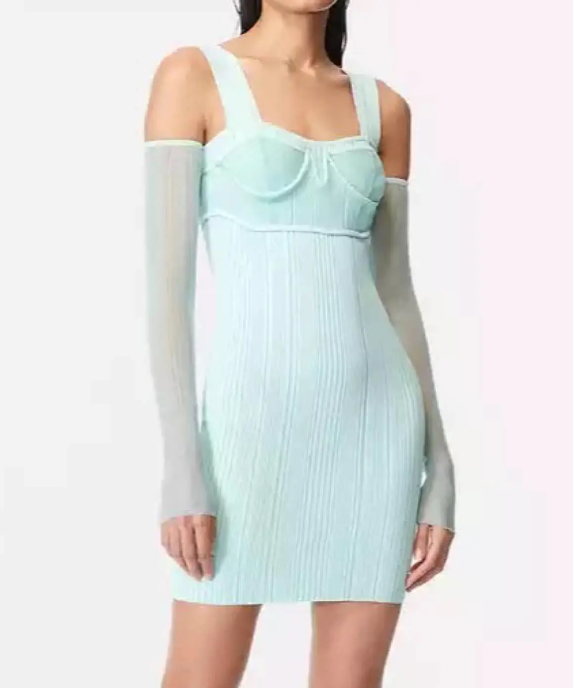 Light Blue Knitted Gloved Dress