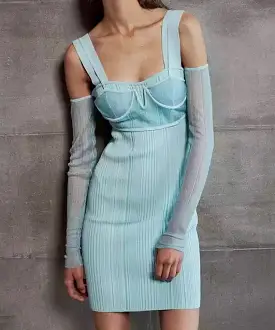 Light Blue Knitted Gloved Dress