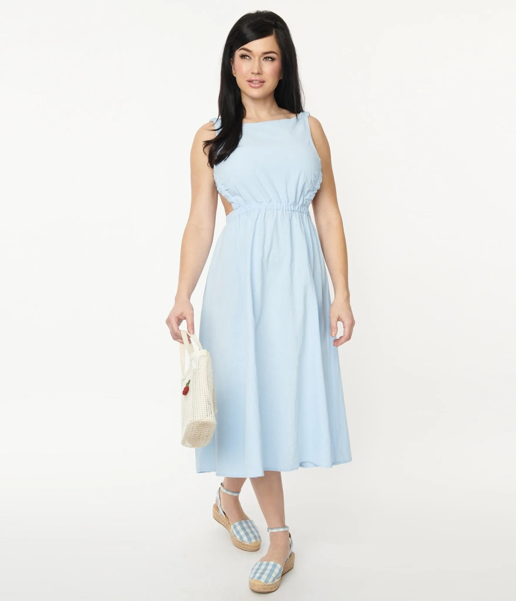 Light Blue Open Back Midi Dress