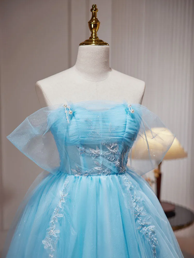 Light Blue Sheer Short Juniors Homecoming Dress Graudation Dress