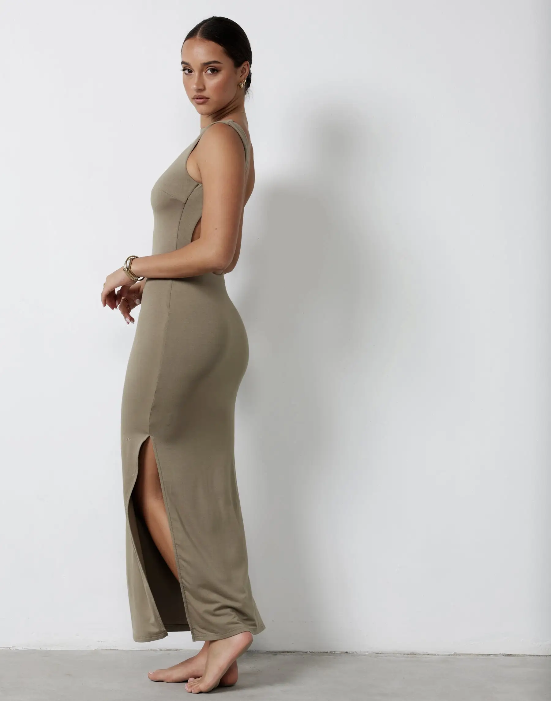 Luna Maxi Dress (Light Khaki)