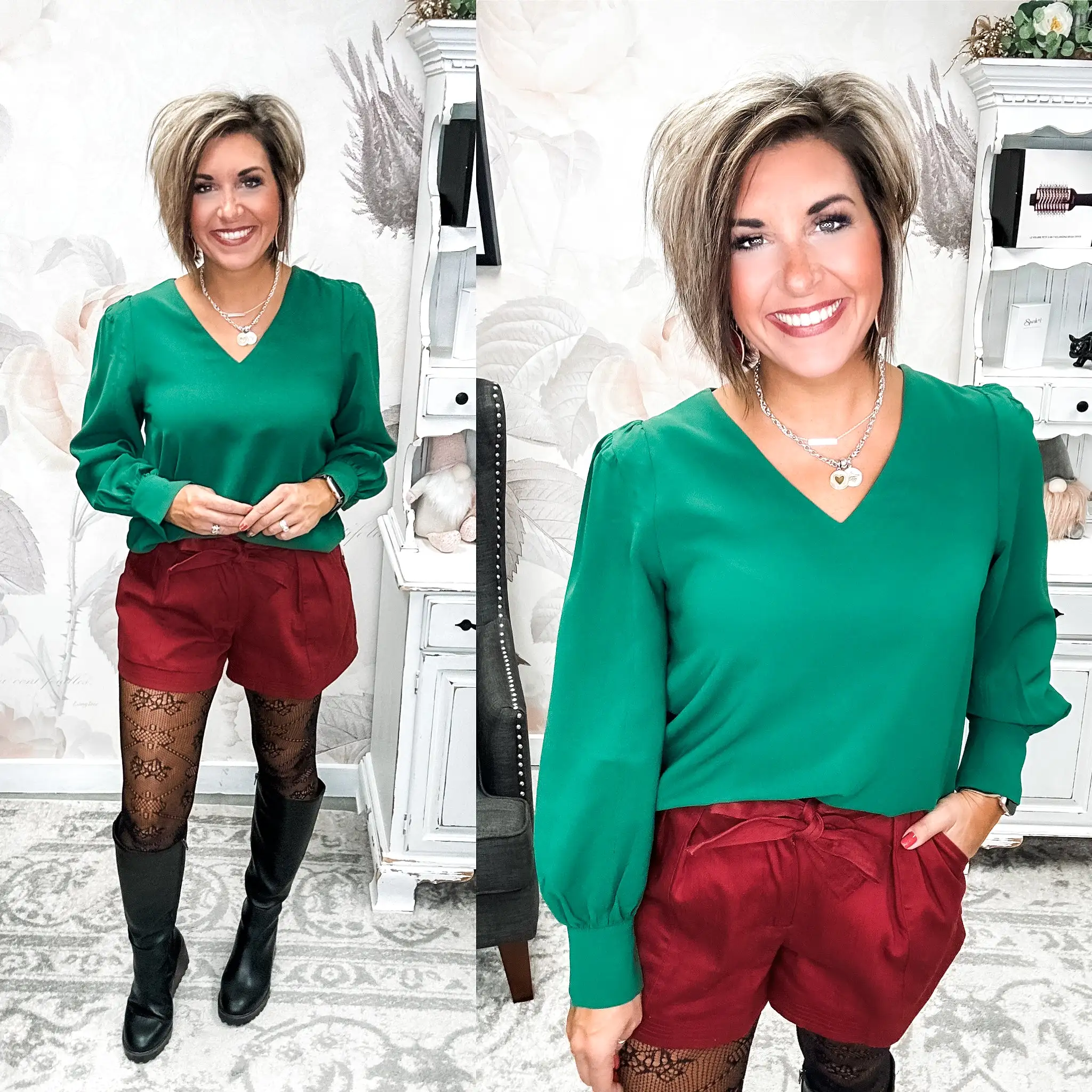 Make a Connection Blouse - Hunter Green