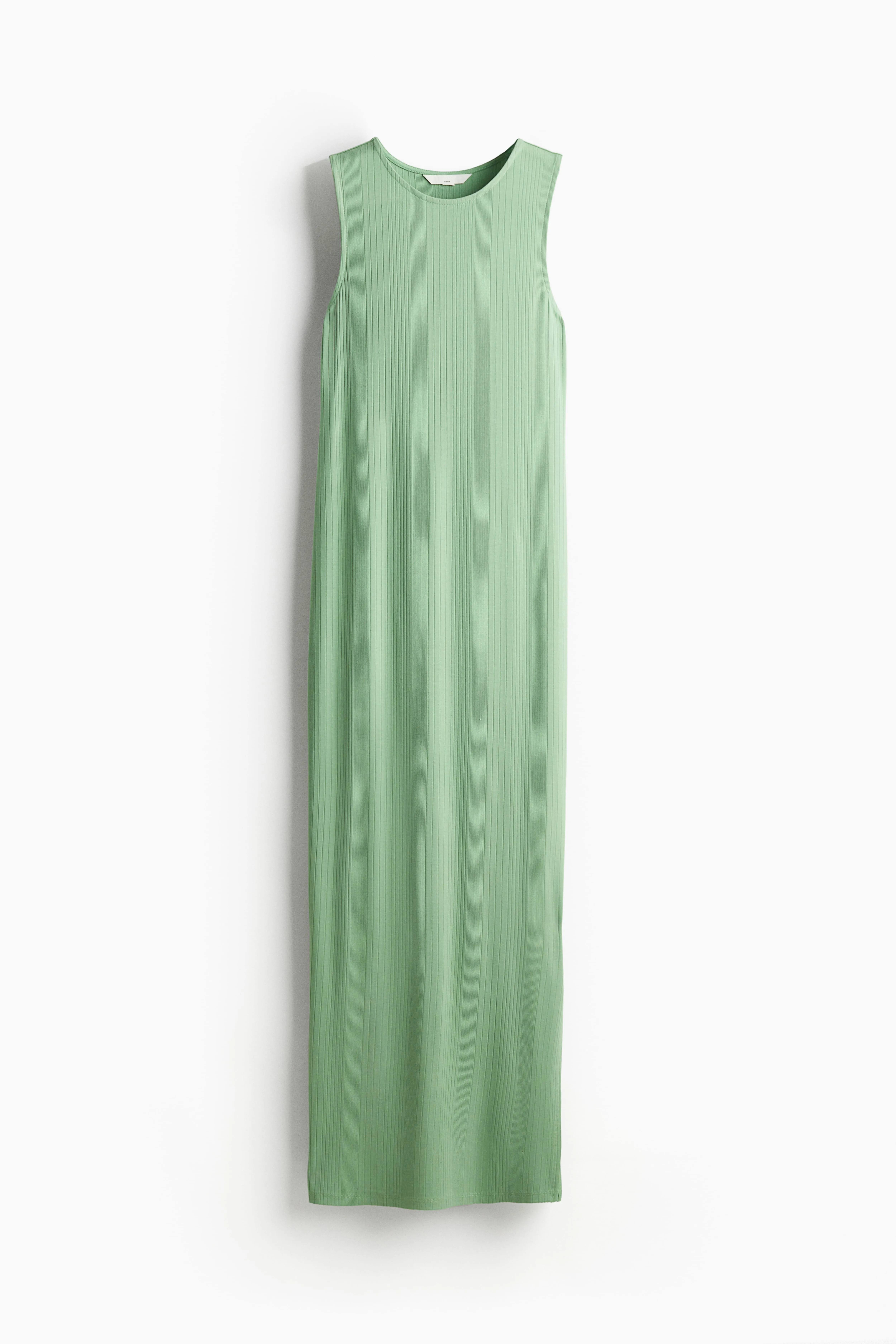 MAMA Ribbed dress - Round neck - Sleeveless - Light green - Ladies | H&M GB