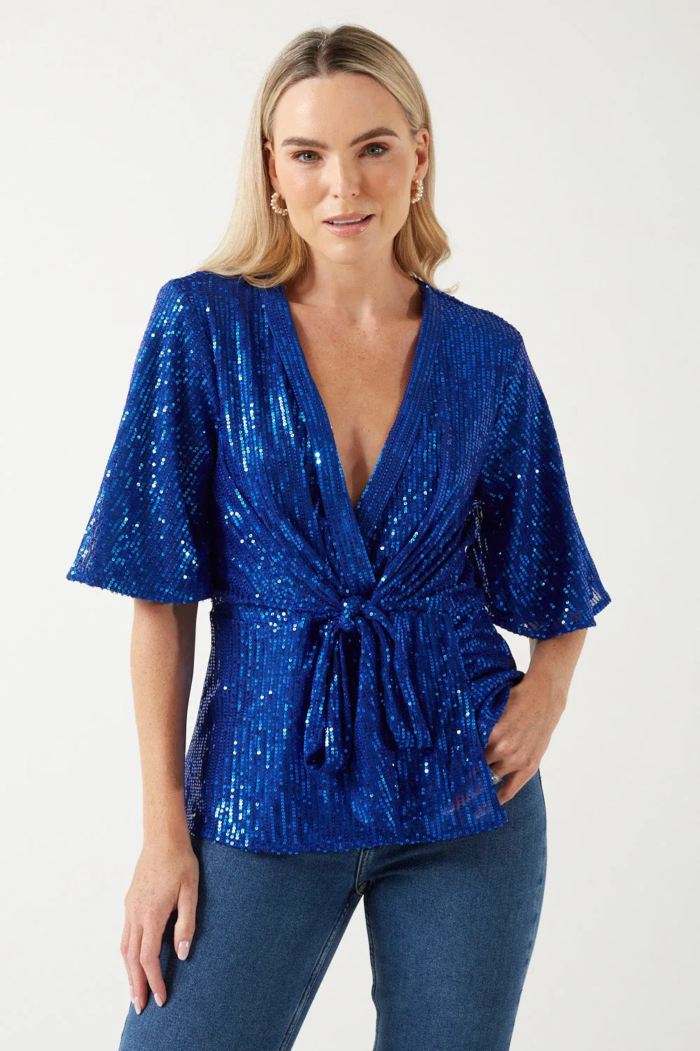 Marc Angelo Sequin Tie Top