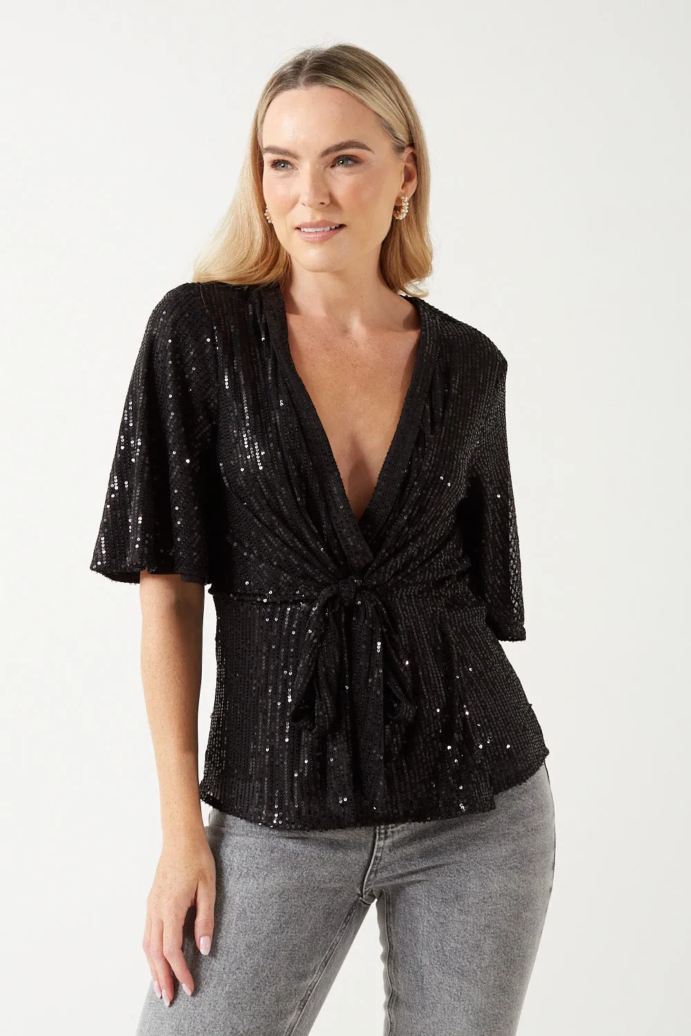 Marc Angelo Sequin Tie Top