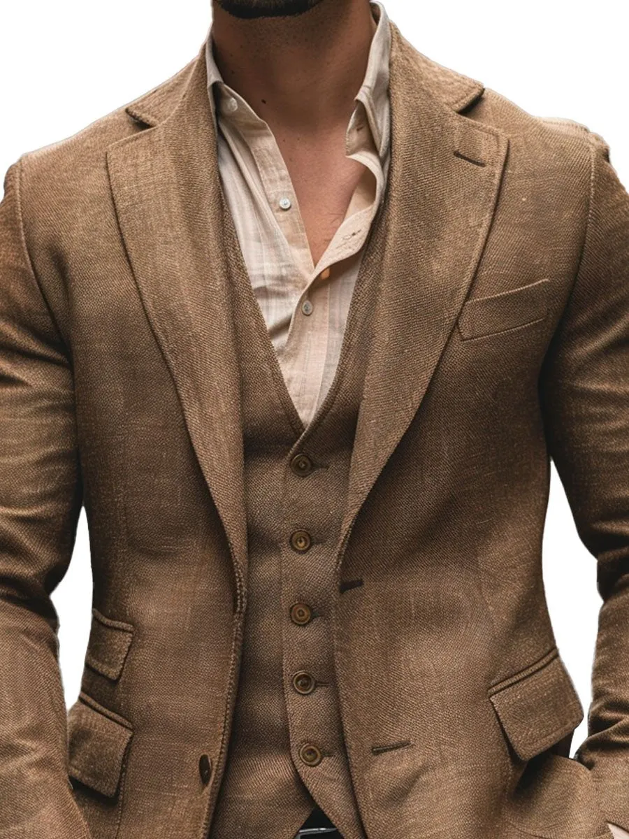 Men's Multi-Pocket Single-Breasted Lapel Casual Vintage Blazer