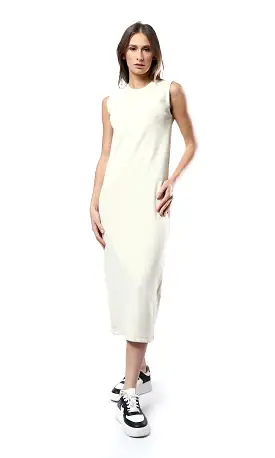 O181648 Light Beige Sleeveless Slip On Summer Bodycon Dress