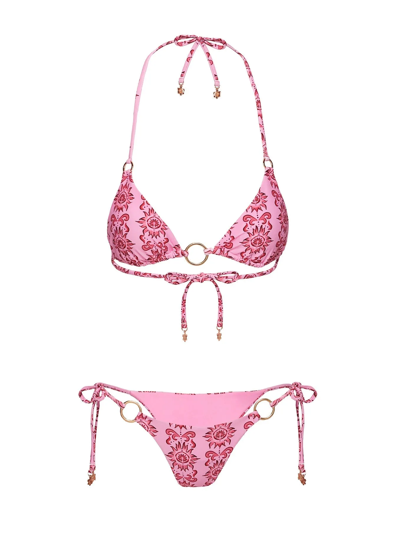 Oceanview Ring Triangle Bikini Top Pink