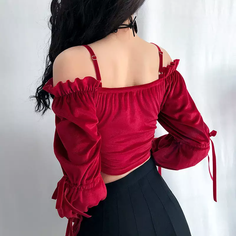 OFF-SHOULDER PUFF SLEEVE SHORT TOP BY22464