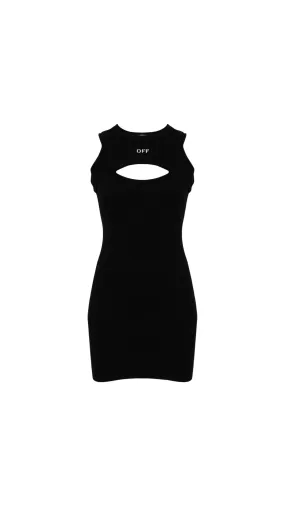 Off Stamp Round Mini Dress - Black