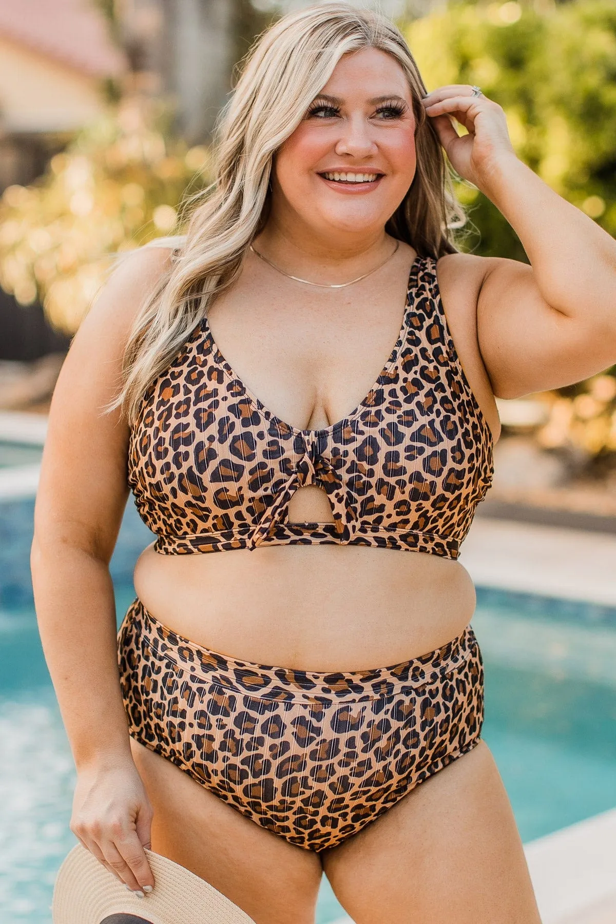 Off To The Ocean Triangle Bikini Top- Leopard