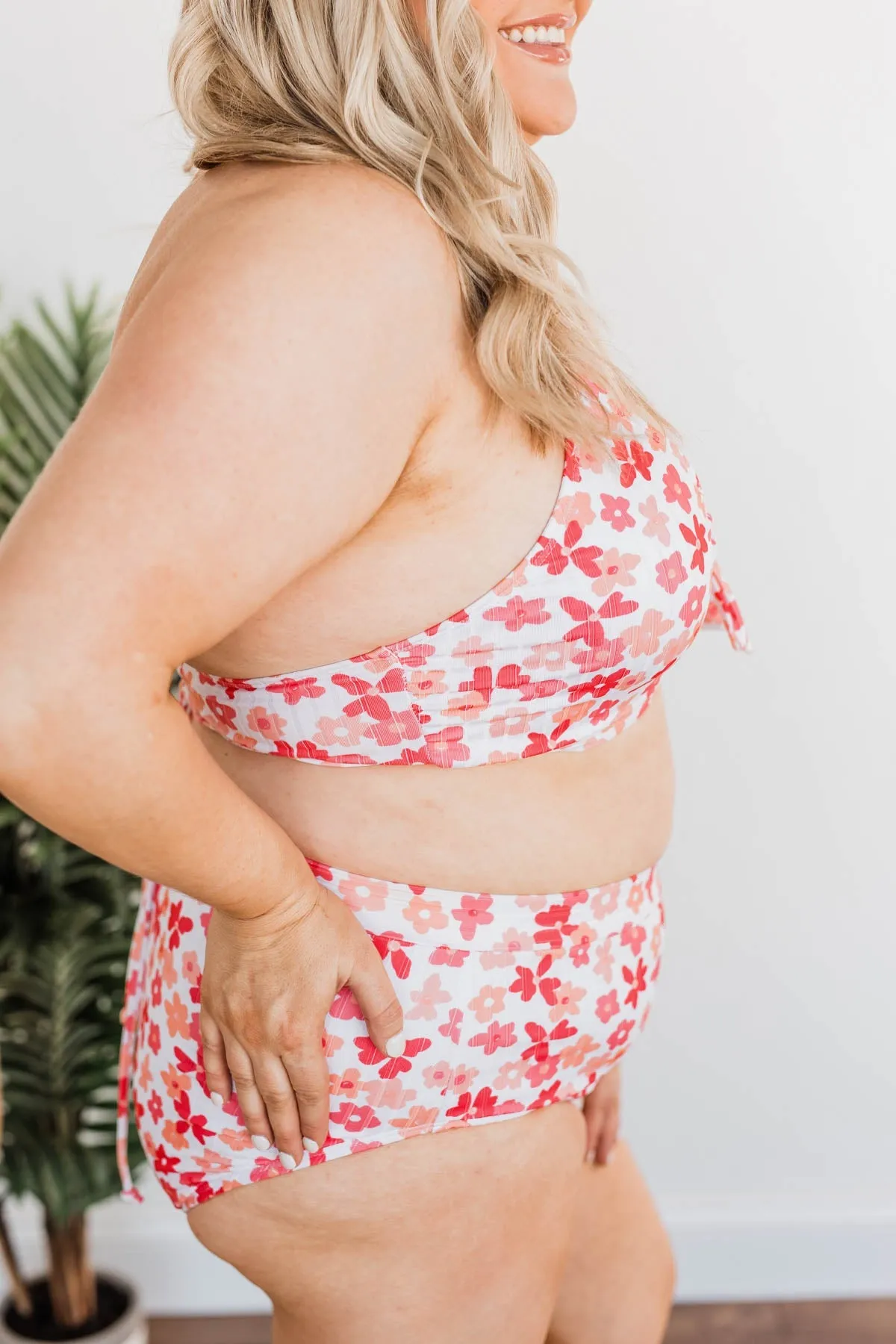 Off To The Ocean Triangle Bikini Top- Peach & Coral